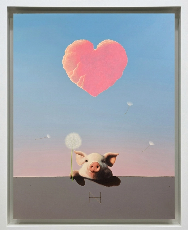 송형노, Olivia over the Wall (Pink Heart Cloud, Grey Wall)