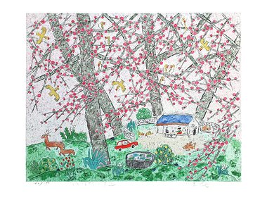 이왈종판화_제주생활의 중도 Cervidae Forest