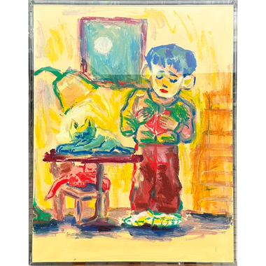 서서 책 읽는 소년