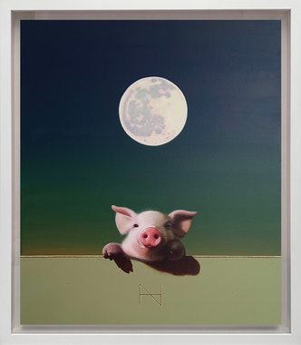 Olivia over the Wall (Full Moon, Avocado Wall)