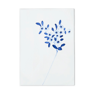 백자사물 앵두꽃 사각도판