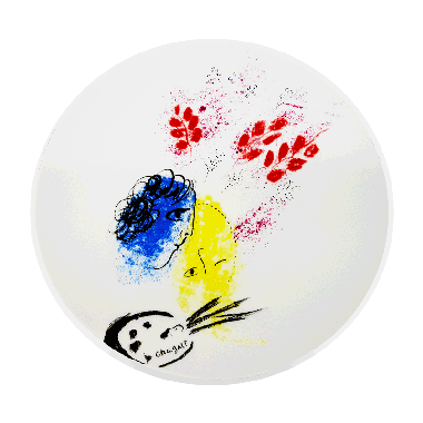 Double Visage Bleu Et Jaune...(접시)