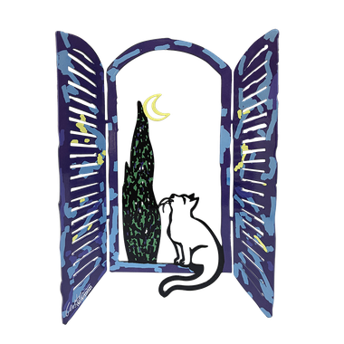 Window Cat and the Moon