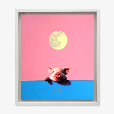 Olivia over the Wall (Sky Blue Wall)