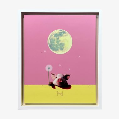 Olivia over the Lemon Yellow Wall (Full Moon)