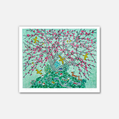 제주생활의 중도 Pink flower bird