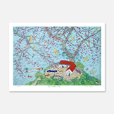 이왈종판화 제주생활의 중도 Red House