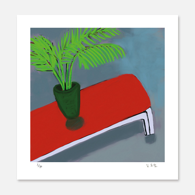 빨간 의자가 있는 풍경