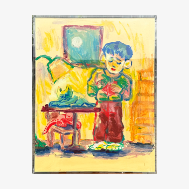 서서 책 읽는 소년